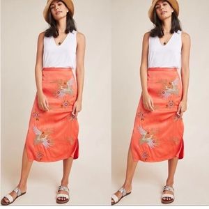 Anthropologie Maeve Embroidered Midi Skirt - Perfect Condition - Size 2